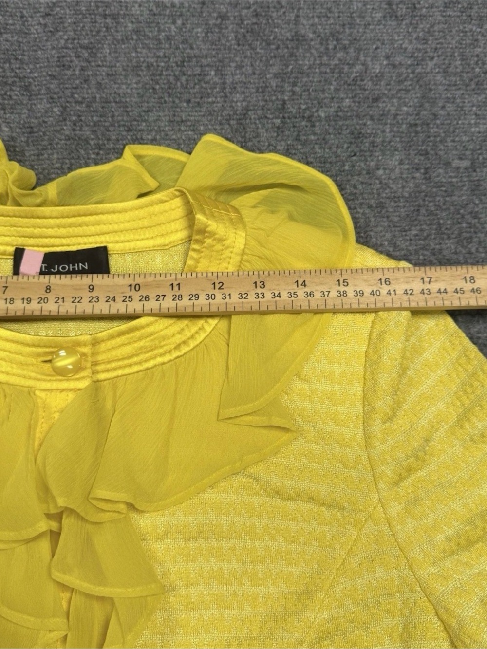 ST. JOHN Silk Wmns Yellow Blouse With Skirt Set READ Measurments - Picture 3 of 16
